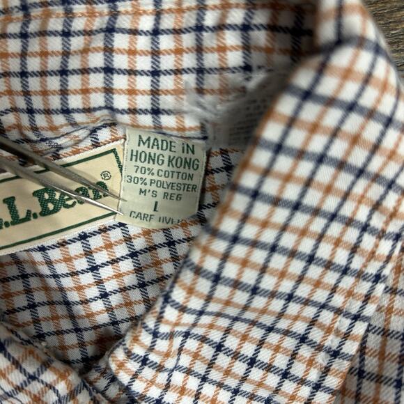 LL Bean Shirt Mens Large Cotton Brown Black Stripe Button up Long Sleeve Classic - Picture 3 of 9